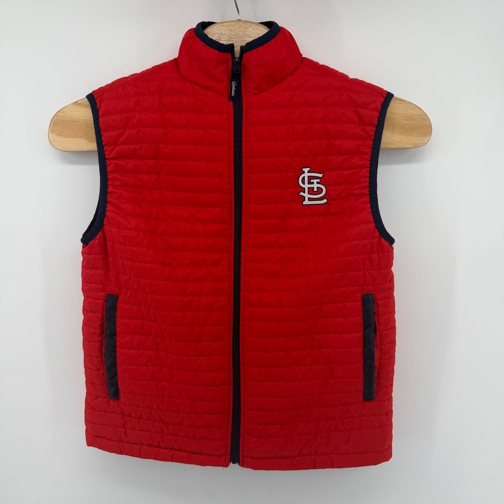 MLB Puffer Vest Mens L Red St. Louis Cardinals Quilted‎ Bayer Logo Full Zip SGA